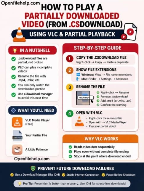 How to Play a Partially Downloaded Video (from .csdownload) using VLC & Partial Playback