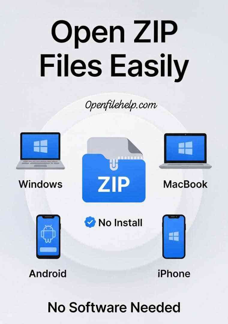 Open ZIP files without installing software. Learn simple built-in methods for Windows, Mac, Android, iPhone, plus quick browser options.